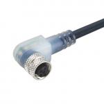 M8 Plug Female Connector With 24AWG Cable,Right angled,With LED